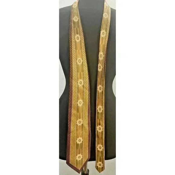 MARTIN WONG MENS TIE COPPER GOLD BROWN IVORY BLACK - 4x67 - Picture 4 of 8